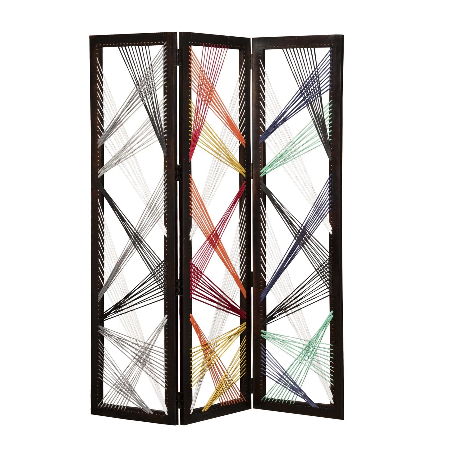 61 x 1.5 x 72 Multicolor Fabric And Wood Traverse Screen