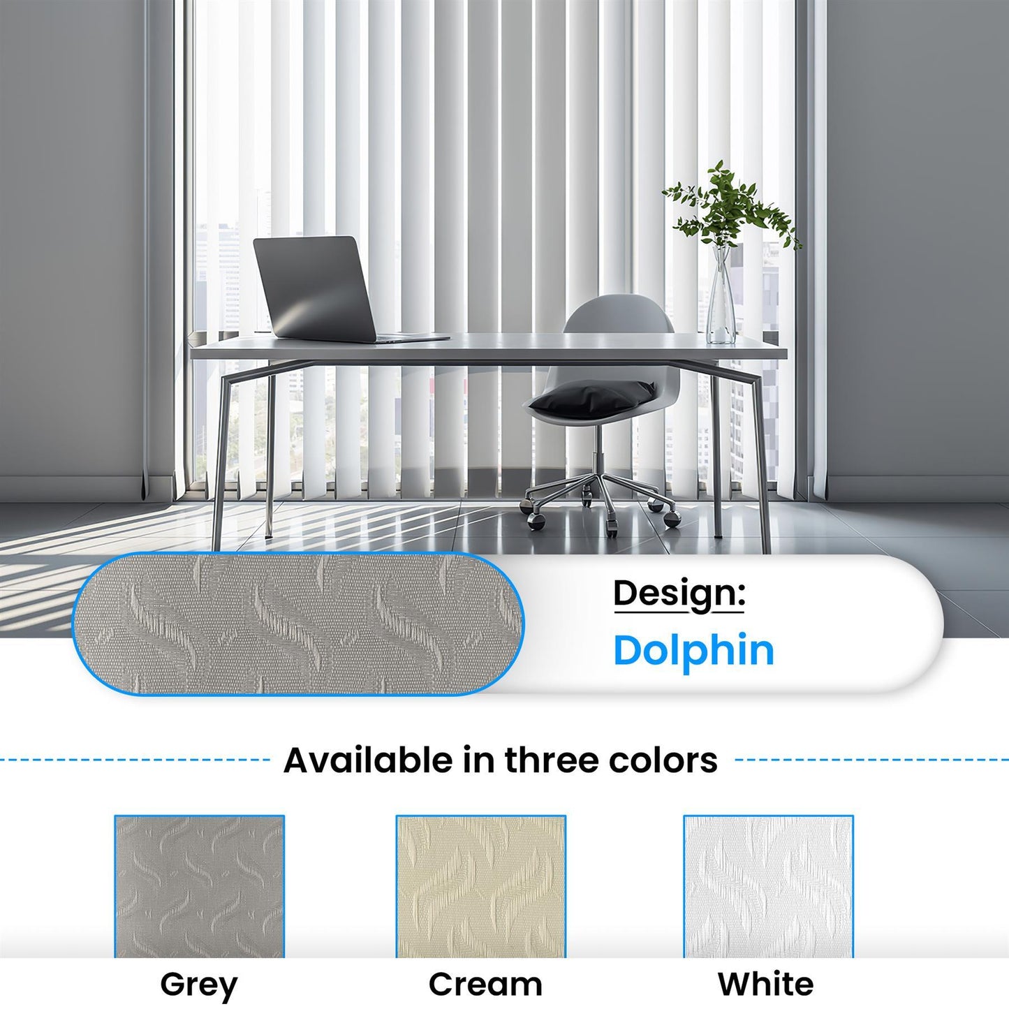 Vertical Blind Slats Replacement 89mm - Dolphin Grey Steel - 1700mm (J8795)