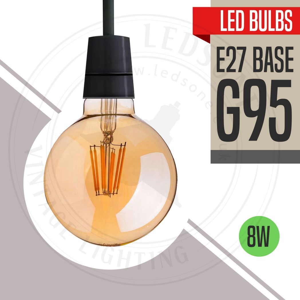 G95 E27 8W Edison Style LED filamen Globe shape Retro Vintage Amber bulb