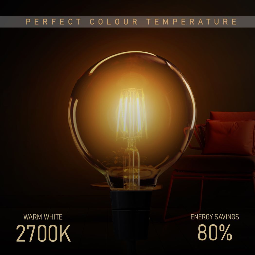 G95 E27 8W Edison Style LED filamen Globe shape Retro Vintage Amber bulb