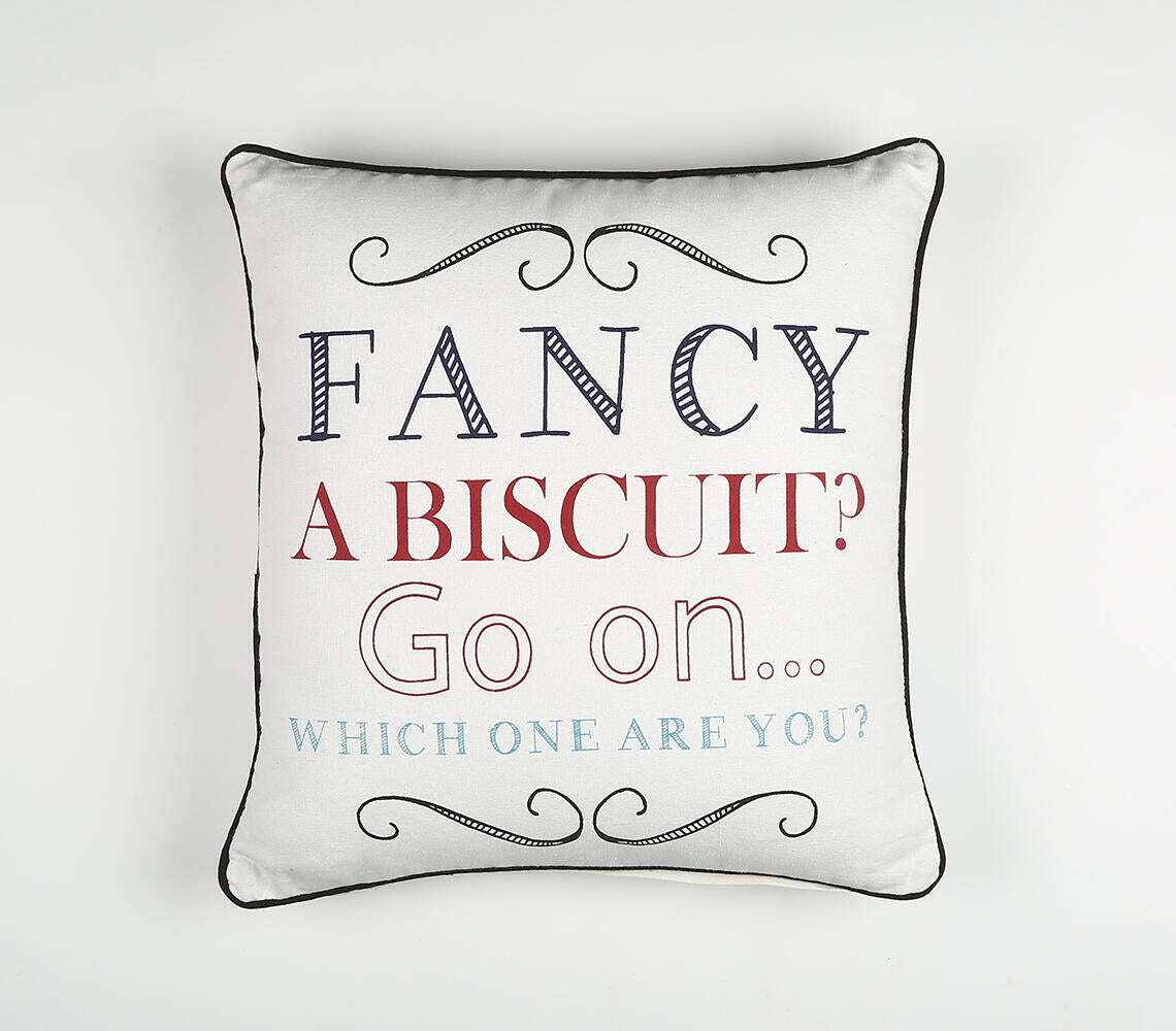 Typographic Printed Cotton Cushion Cover