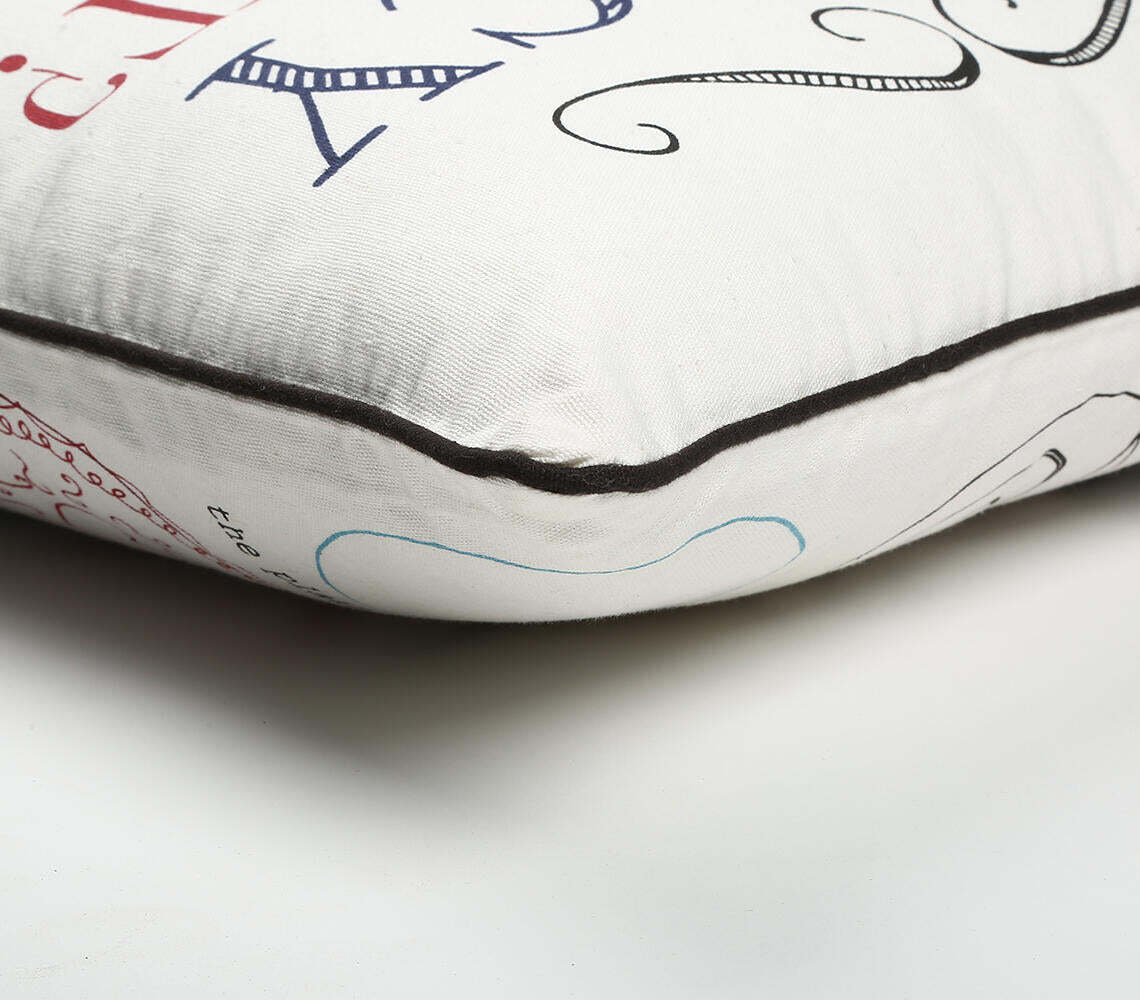 Typographic Printed Cotton Cushion Cover