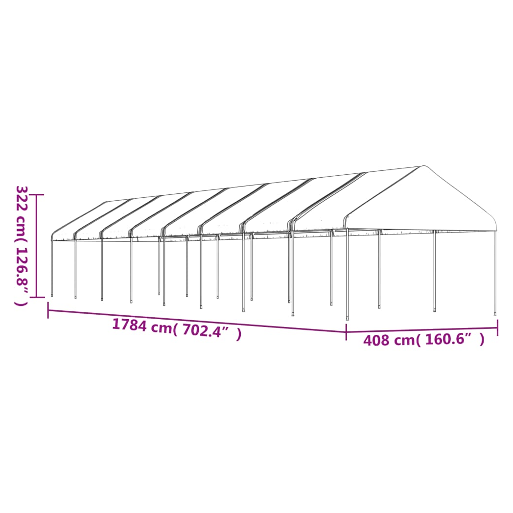 vidaXL Gazebo with Roof White 17.84x4.08x3.22 m Polyethylene