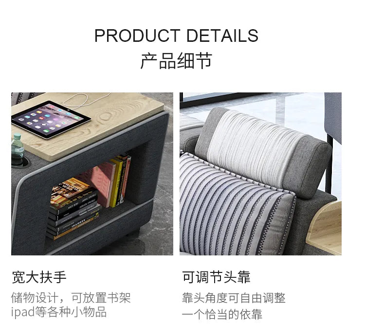 MANBAS Modern Fabric Sofa Set with Bluetooth Speaker Sound System Living Room Sofas Big U Shape Corner Cloth Couch with Stools