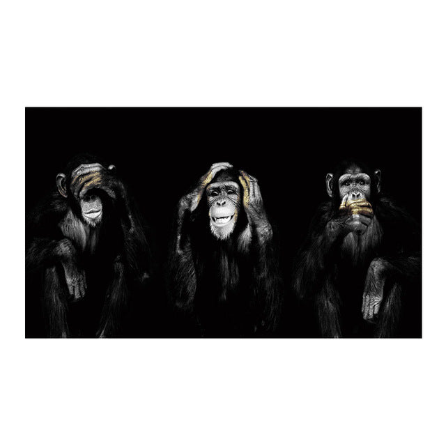3 Monkeys Poster Cool Graffiti Street Art Canvas Painting Wall Art Living Room Home Decor