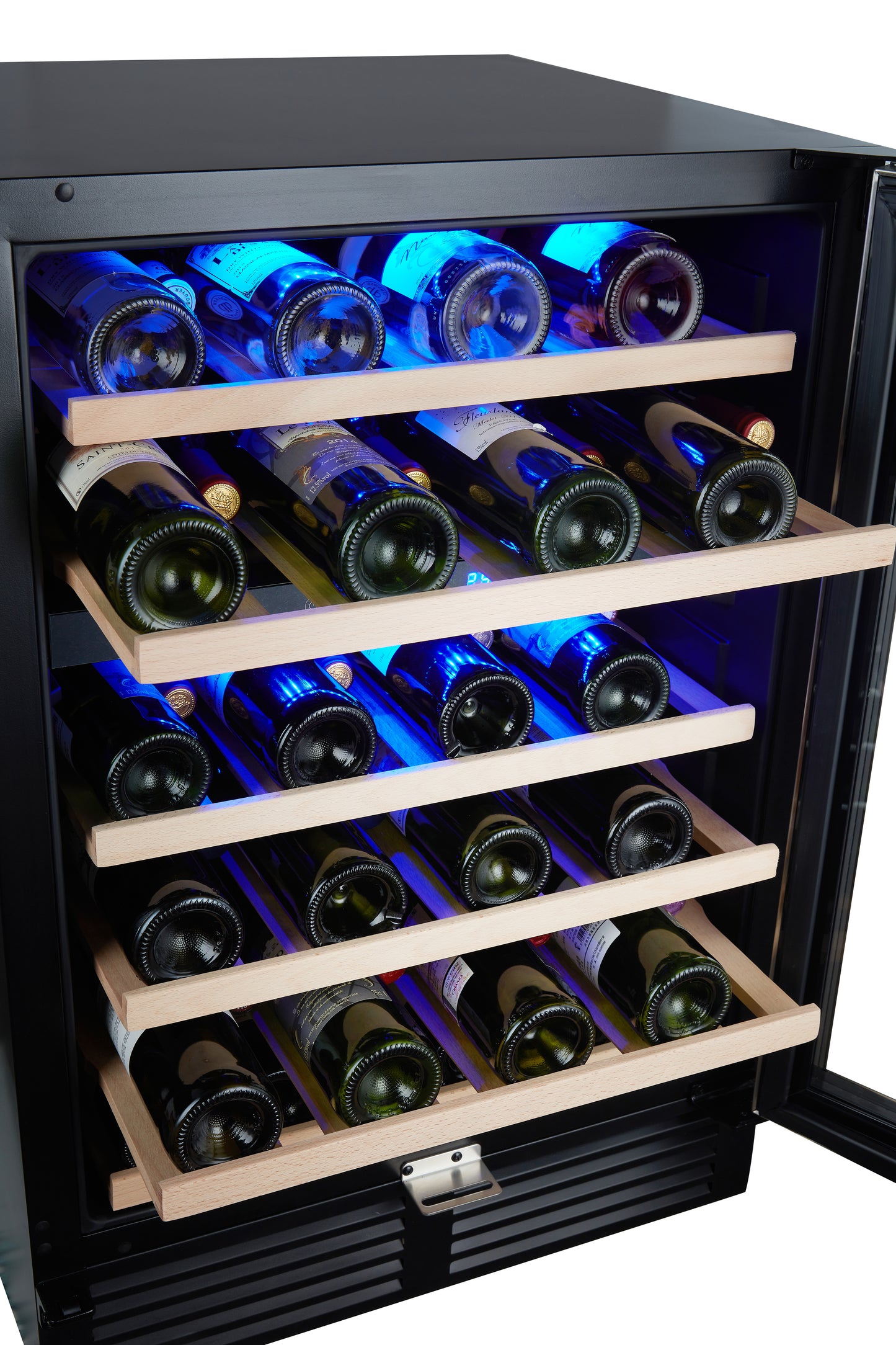 SOTOLA 24 inch 46 Bottle Wine Cooler Cabinet Beverage Fridge Small Wine Cellar Soda Beer Counter Top Bar Quiet Operation Compressor Freestanding Clear Glass Door for Office
