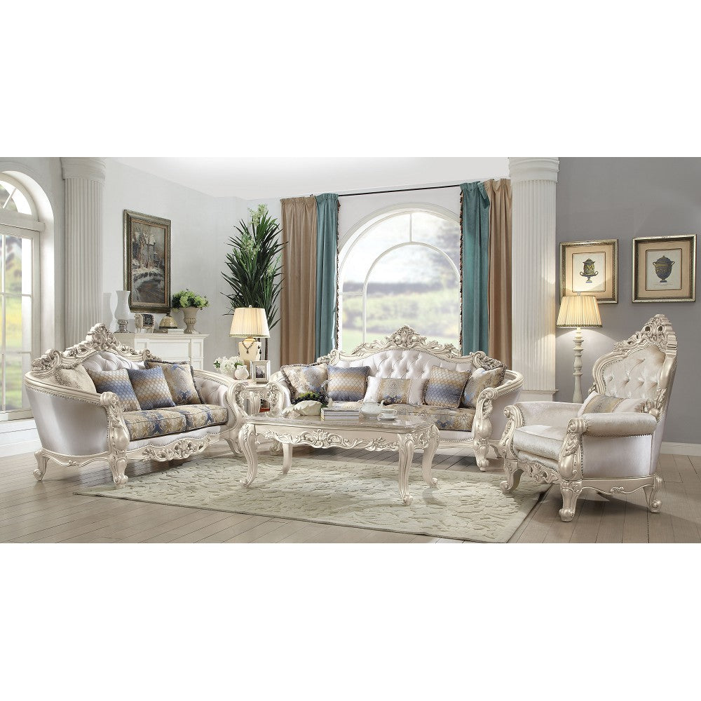 Gorsedd Chair & 1 Pillow in Fabric & Antique White 52442