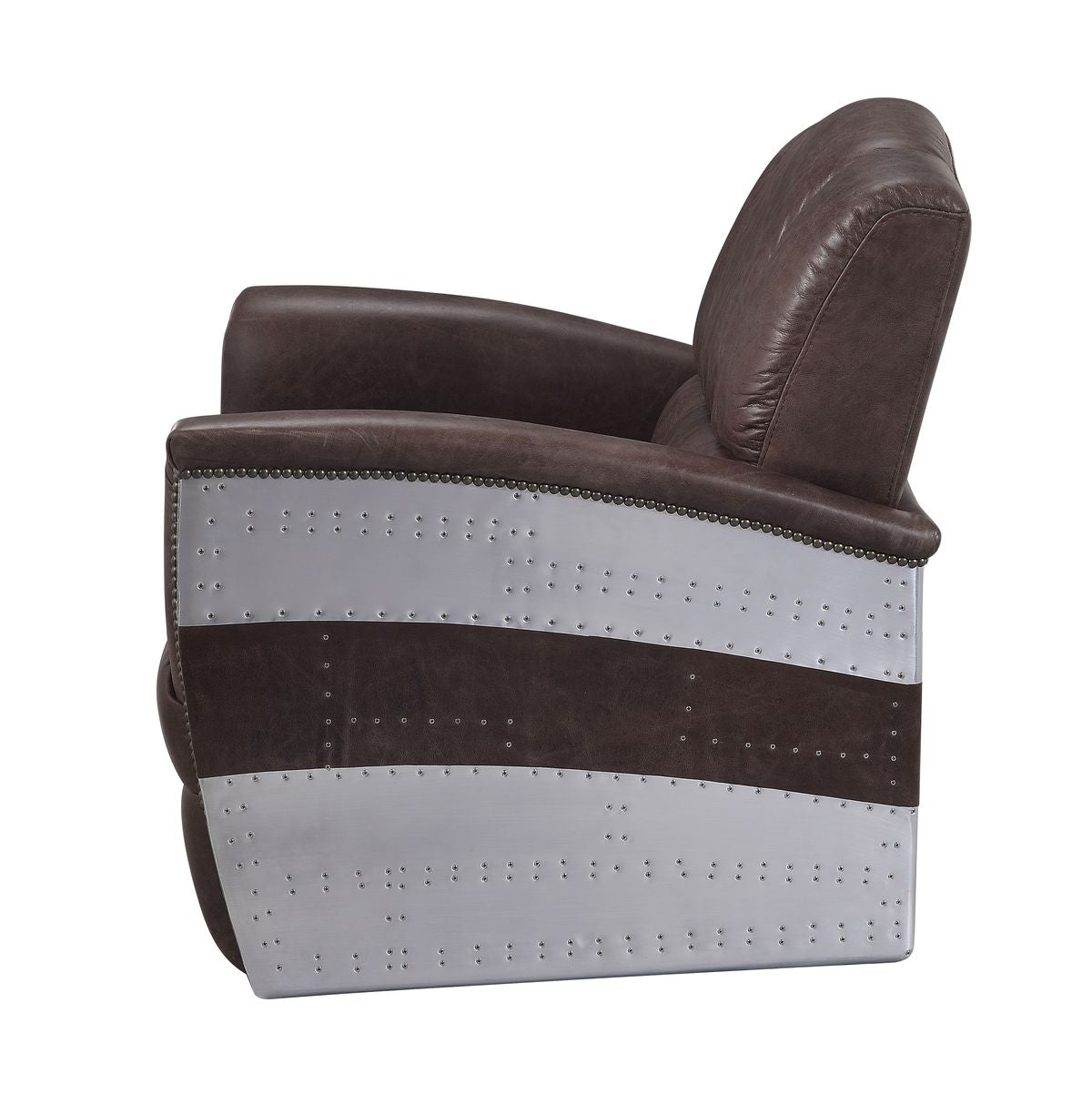 Brancaster Accent Chair, Retro Brown Top Grain Leather & Aluminum 59716