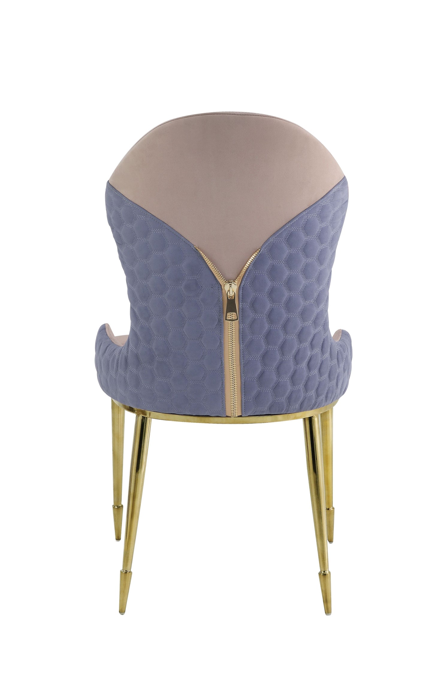 Caolan Side Chair (Set-2), Tan, Lavender Fabric & Gold 72469
