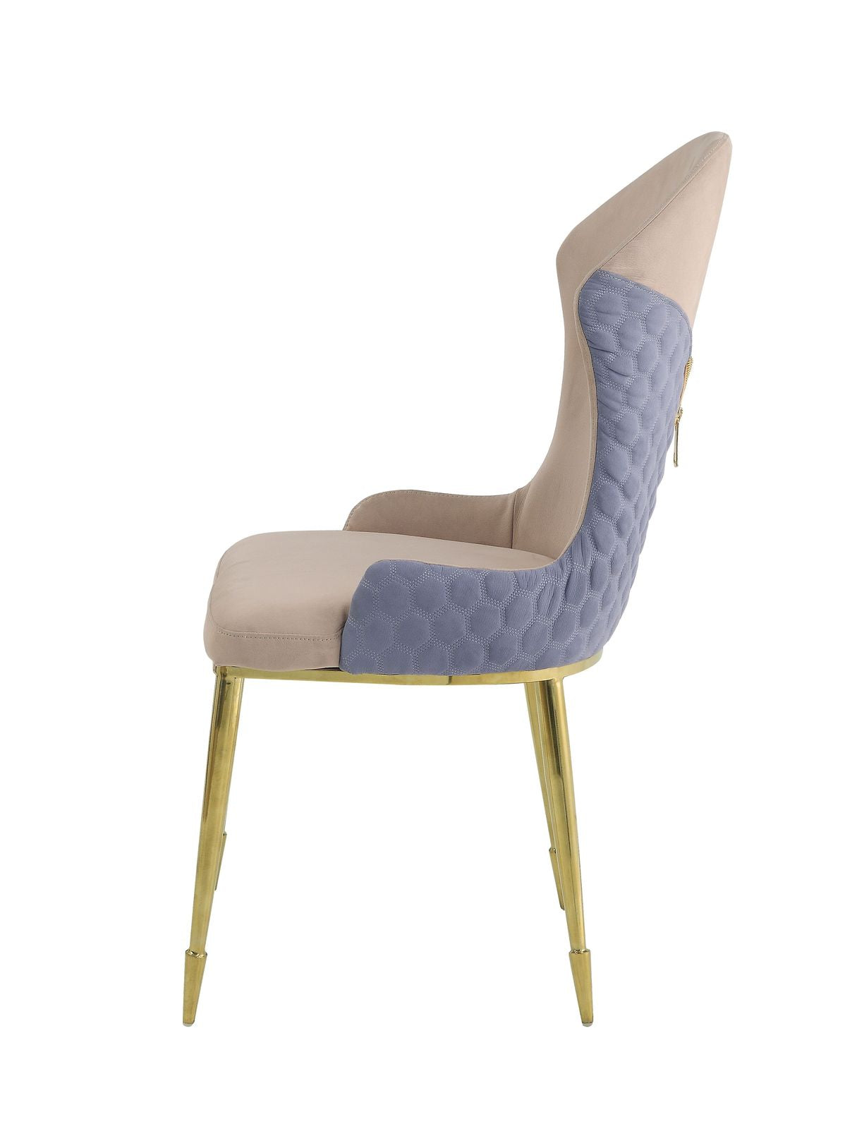 Caolan Side Chair (Set-2), Tan, Lavender Fabric & Gold 72469