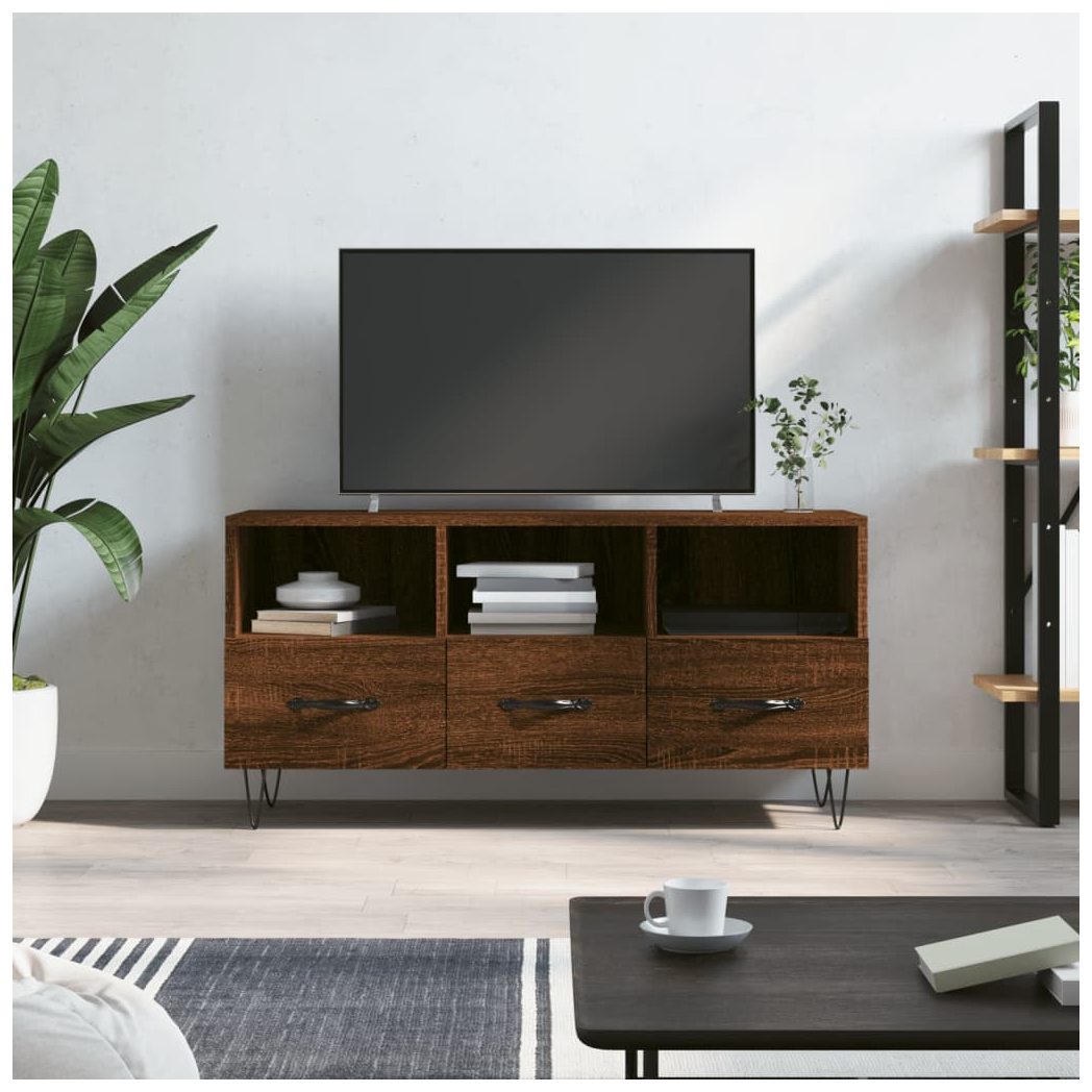 vidaXL TV Cabinet Brown Oak 102x36x50 cm Engineered Wood