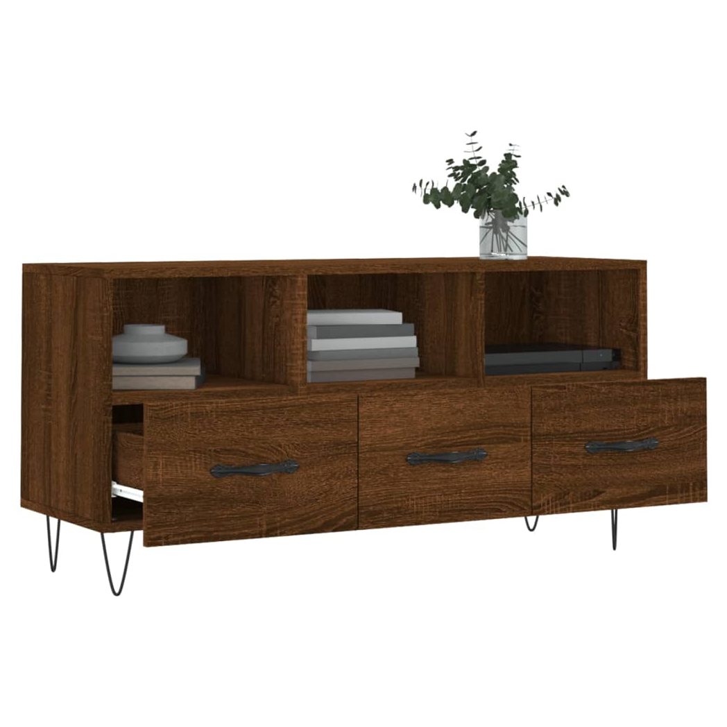 vidaXL TV Cabinet Brown Oak 102x36x50 cm Engineered Wood
