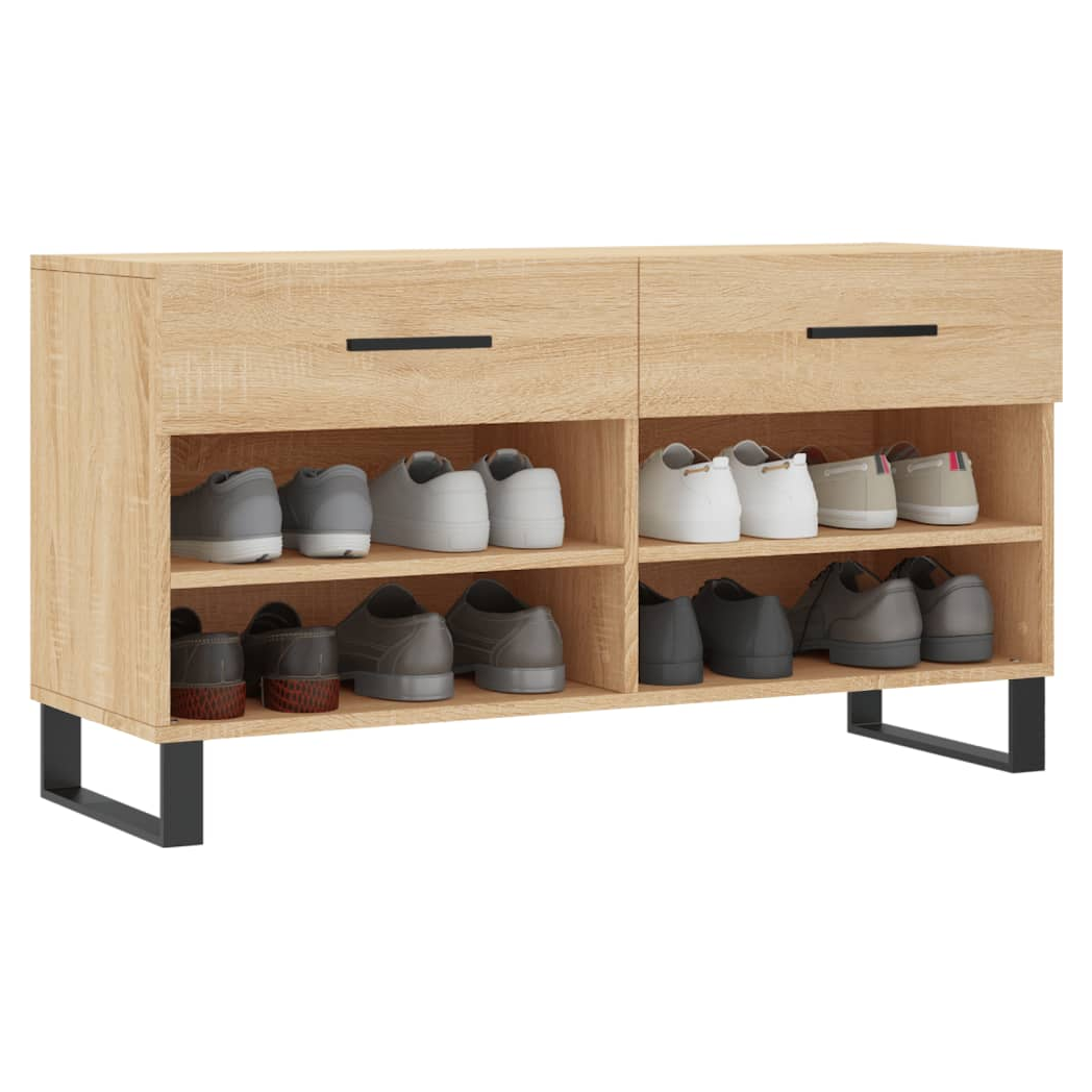 vidaXL Shoe Bench Sonoma Oak 102x35x55 cm Engineered Wood