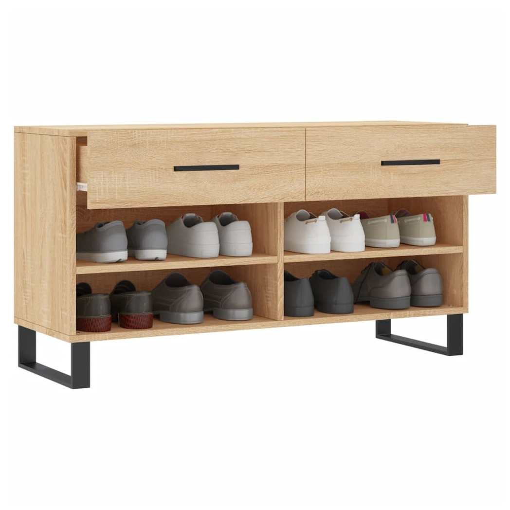 vidaXL Shoe Bench Sonoma Oak 102x35x55 cm Engineered Wood