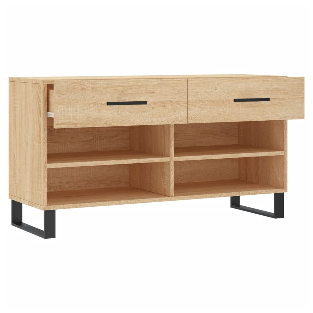 vidaXL Shoe Bench Sonoma Oak 102x35x55 cm Engineered Wood