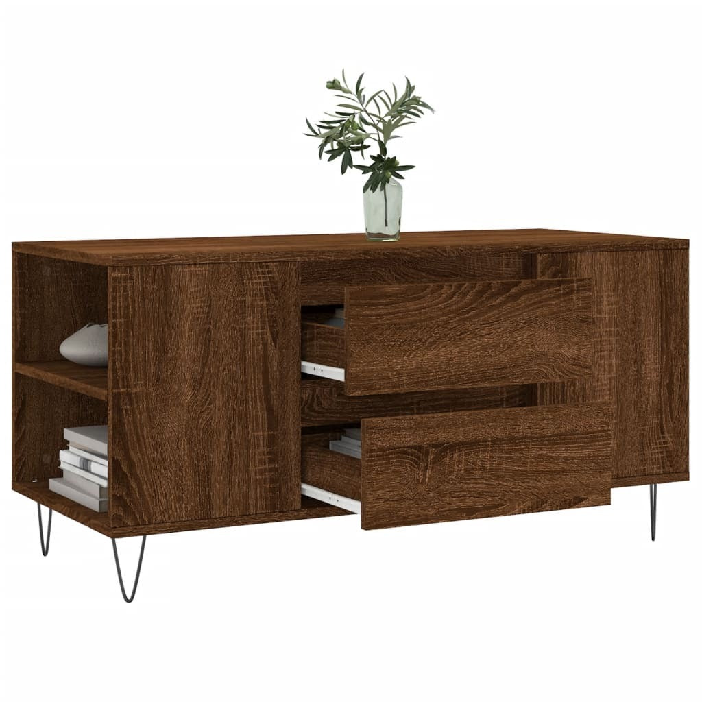 vidaXL Coffee Table Brown Oak 102x44.5x50 cm Engineered Wood