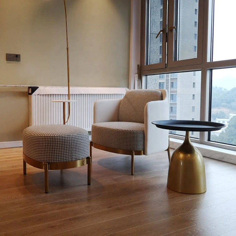 Nordic single sofa light luxury living room single chair leisure chair bedroom white thousand bird style Italian sofa chair
