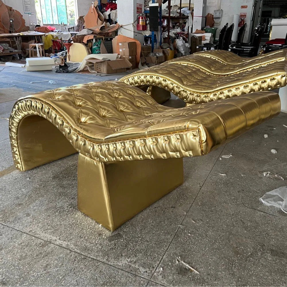 New Design Modern Luxury Golden PU Leather Sofa Set For Home Hotel Living Room Leisure Salon Sofa Furniture
