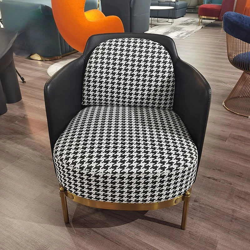 Nordic single sofa light luxury living room single chair leisure chair bedroom white thousand bird style Italian sofa chair