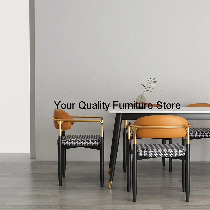 Nordic Luxury Dining Chair Creative Designer Leisure Minimalist Iron Dining Chair Armchair Cadeira De Jantar Household Items