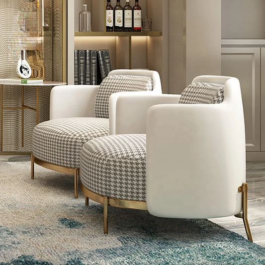 Nordic single sofa light luxury living room single chair leisure chair bedroom white thousand bird style Italian sofa chair