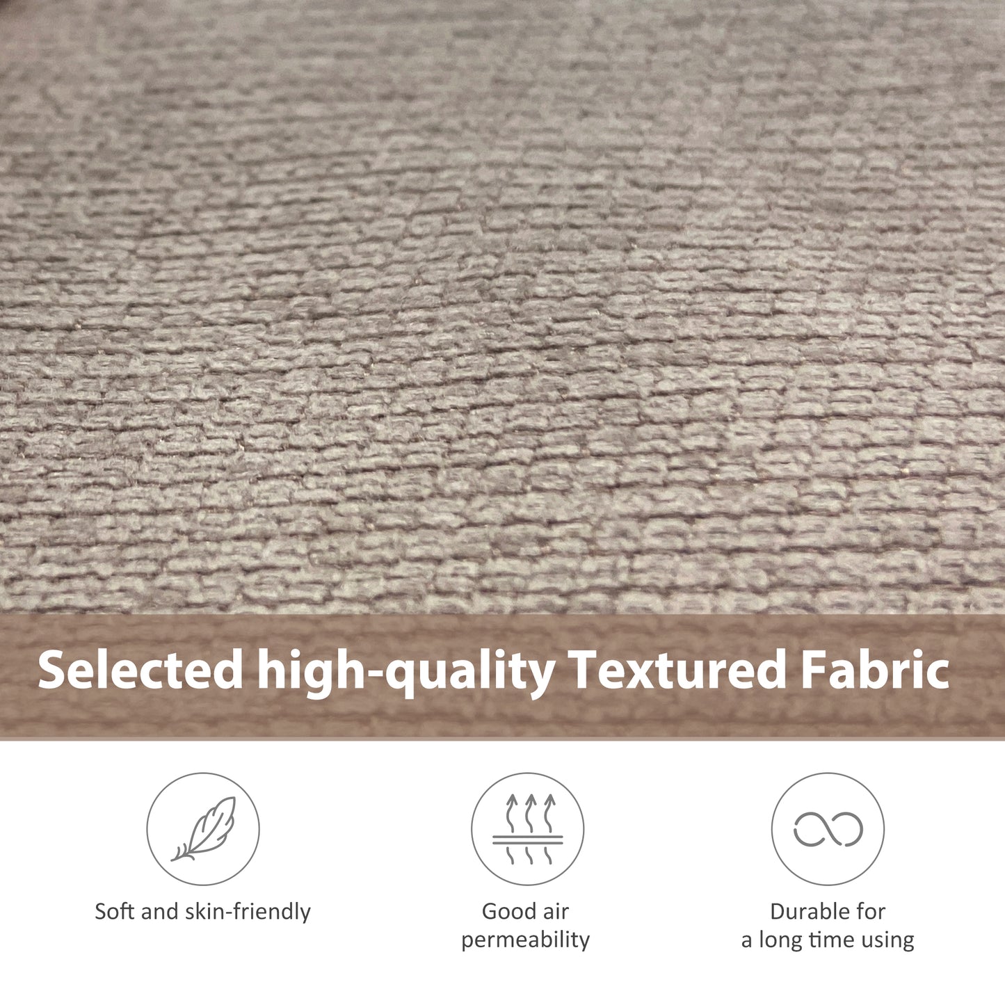 [New]81& Nailheaded Textured Fabric 3 pieces,Sofa,Square Ottoman,Rectangle Storage Ottoman,Warm Grey